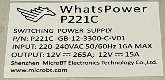 Whatspower P221C Power Supply PSU For Whatsminer M30s M31s M32