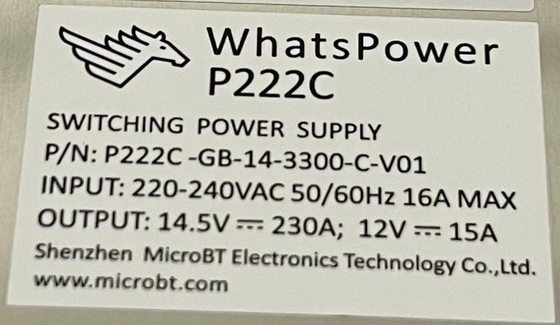 Whatspower P222C Power Supply PSU for Whatsminer M30s M31s M32