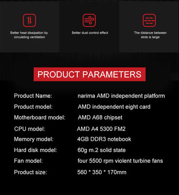 AMD A4 5300 FM2 Mining Rig Frame 8 Gpu 4GB DDR3 Notebook Memory