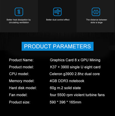 Ethereum 8pcs GPU Mining Rig Machine with 4GB DDR3 Notebook